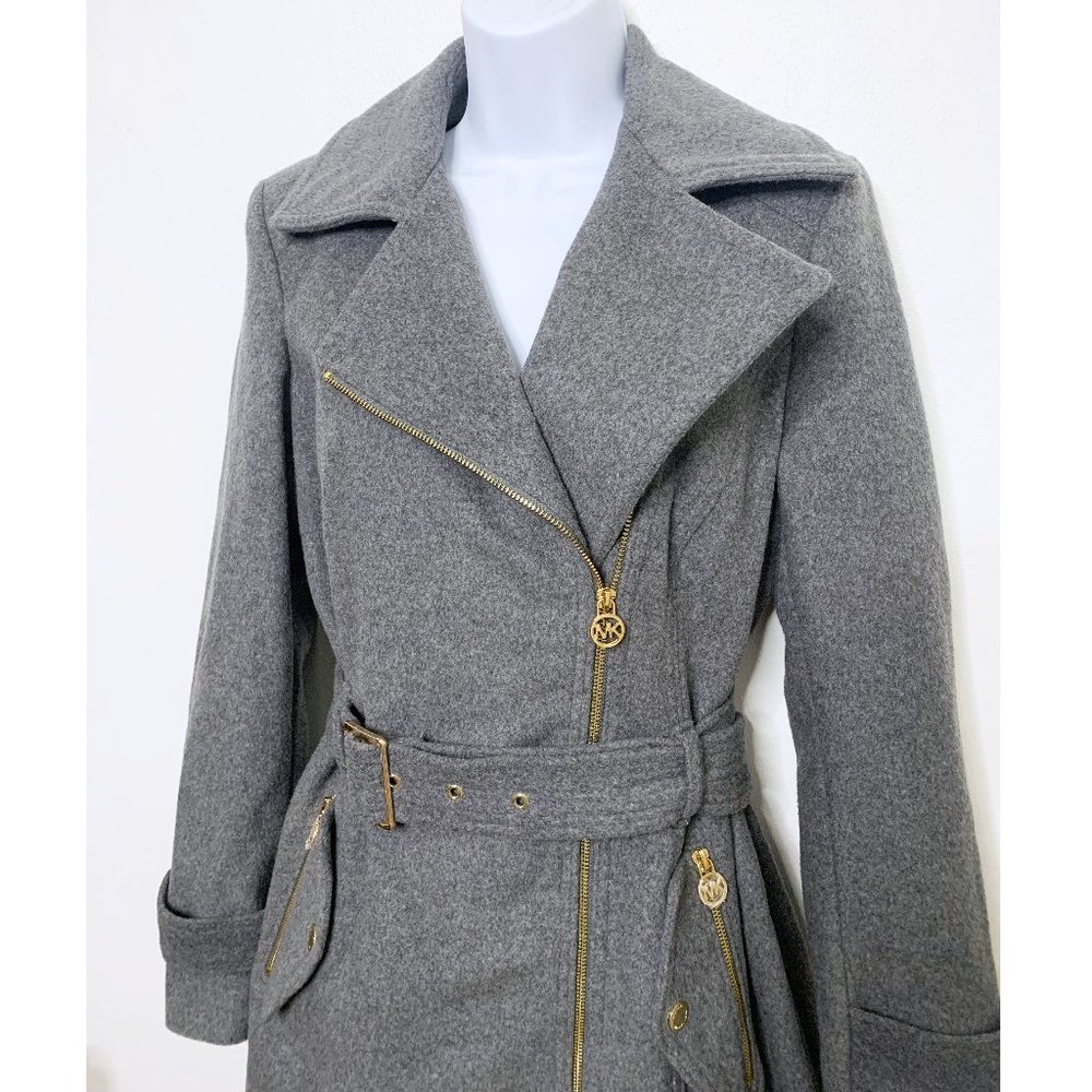 Michael Kors - Gray Zip Trench Coat - Picture 2 of 4